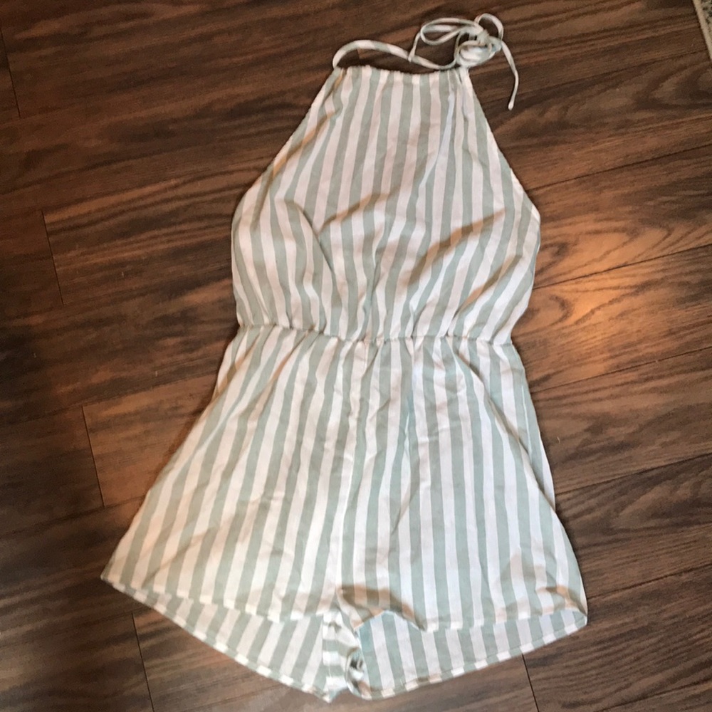 Stripped Backless Romper